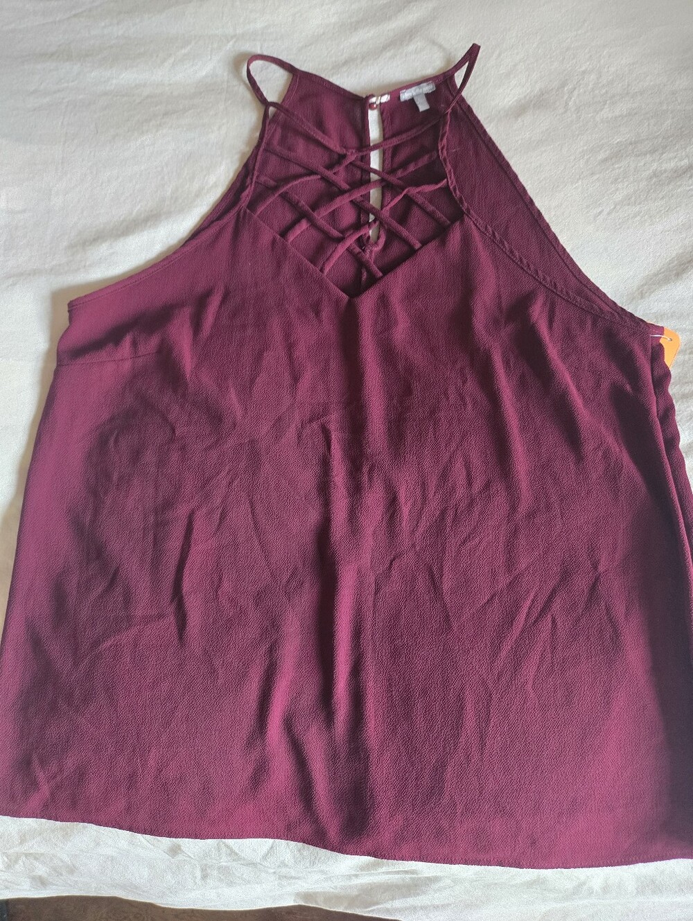 Charlotte Russe Crisscross Halter Cami in Burgundy